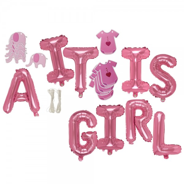 It Is A Girl Folien Ballons Set (rosa)