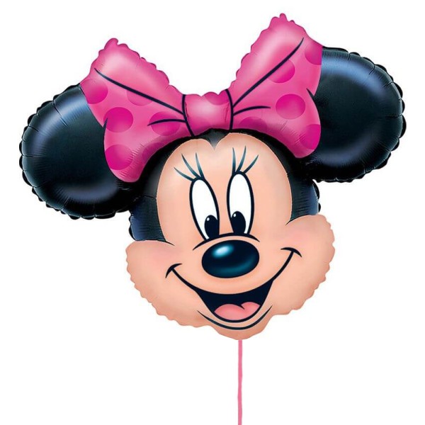 Folienballon Minnie Mouse Kopf mit Bändchen (73 cm)