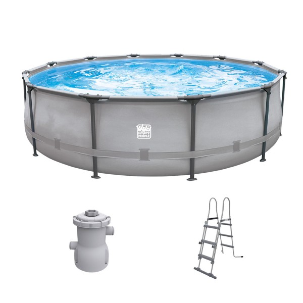 Stahlrahmenpool-Set grau 366 x 100 cm