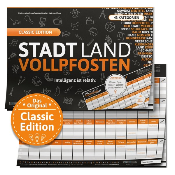Stadt Land Vollpfosten - Classic Edtition - Intelligenz ist relativ (DIN A3)