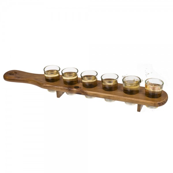 Shooter Gläser mit Holzlatte (6er Set)