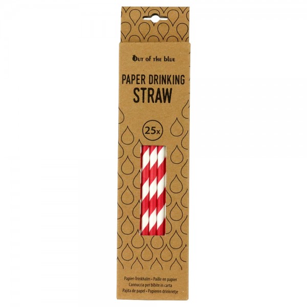 Papier Trinkhalme 20cm rot (25 Stück)