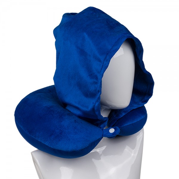 Nackenkissen mit Kapuze und Mircopellet-Füllung (blau)